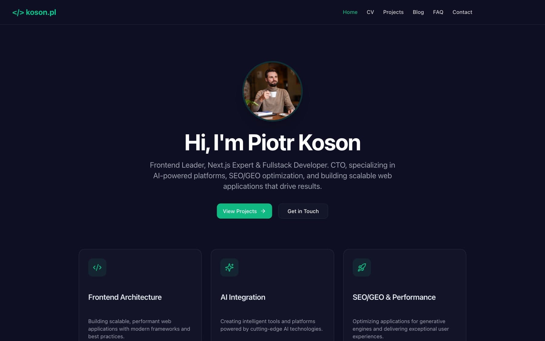 koson.pl, realizacja strony internetowej