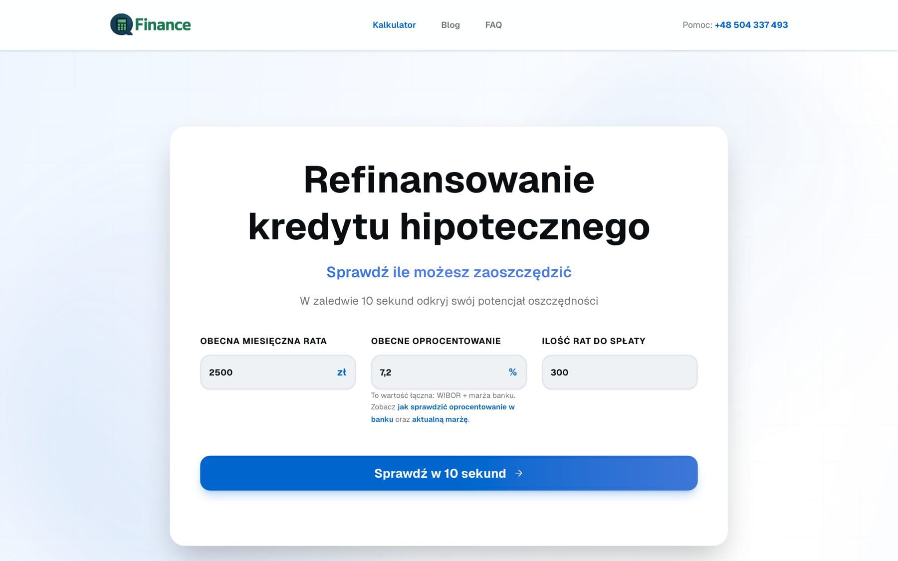 QFinance, realizacja strony internetowej